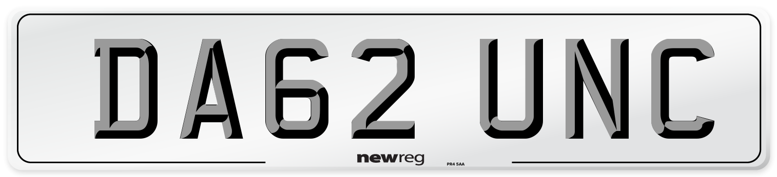DA62 UNC Number Plate from New Reg